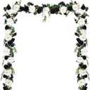 Dear House 2Pcs Artificial Peony Flower Garland - Silk Peony Garland with Black White Flowers for Wedding Party Table Decoration,6ft/Strand (2, White & Black)