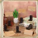 Havawish 10 Set Wooden Cowboy Boot Place Card Holders and Kraft Place Cards Double Sided Pattern Cowboy Boot Table Number Photo Holder Menu Memo Clip Decoration for Wedding Party Favor (Dark Brown)