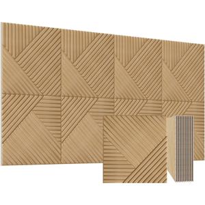 BTDVR 20 Pack Acoustic Wall Panels, 60"x48" Self-Adhesive Soundproof Wall Panels-Total Size (Single Size 12"x12") Decorative Wood Grain Printing Sound Panels, for Studio, Office, Home
