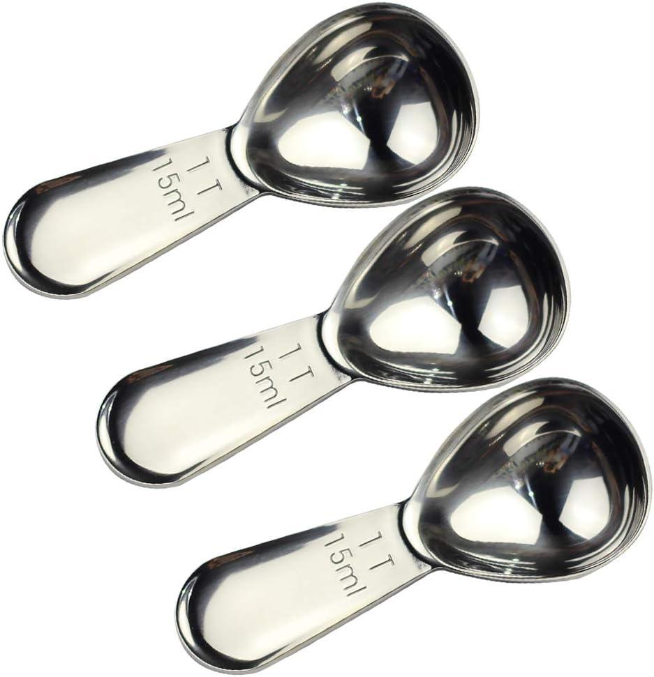 CoaGu 3pcs 15ml Coffee Scoops: Durable 18/8 Stainless Steel Tablespoons (1 Tbsp) for Precision Coffee Brewing and Baking