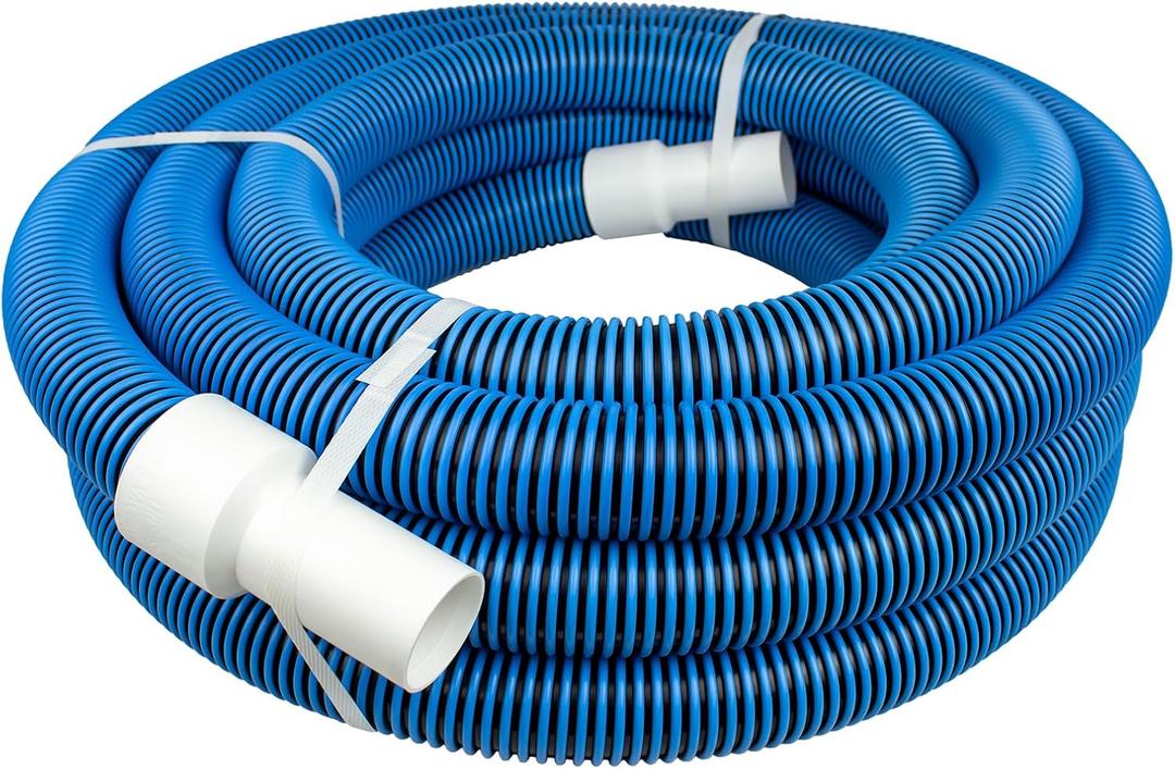 Heavy-Duty Manual Pool Vacuum Hose, 50 Ft x 1-1/2, Kink-Free Swivel Cuff, Professional Grade Spiral-Wound Design, UV & Chemical Resistant for Inground & Above Ground Pools, Made in USA