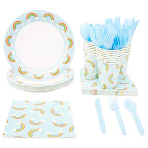 Blue Panda 144 PCS Pride Rainbow Party Disposable Dinnerware Set - Plate, Cups, Napkins