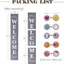 Perfnique Interchangeable Welcome sign for front porch standing, 47 x 7.9 Inch Black Wooden Leaner Sign with 10 Interchangeable Designed Icons, Morden Farmhouse Rustic Seasonal Decor for Spring Easter