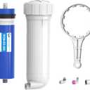 400 GPD RO Membrane Filter Replacement with Reverse Osmosis Membrane Housing, Wrench, 1/4" Quick-Connect Fitting, Check Valve, Fit Under Sink RO Home Drinking Water Filter Filtration Purifier System