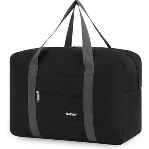 For Spirit Airlines Personal Item Bag 18x14x8 Foldable Travel Duffel Bag Tote Carry on Luggage Duffle Overnight for Women and Men (1112-Thick Series Black)