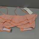 Saodimallsu Women High Waisted 2 Piece Bikini Set Bandeau Ruffle Swimsuit Top Striped Bathing Suits, Medium, Orange