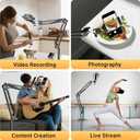 Floor Overhead Phone Mount, Phone Tripod Stand for Video Recording, Arm Holder Compatible with iPhone Camera with 1/4Screw for Filming, Food Photograhy, Live Content Creation