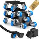 Heavy Duty Furniture Moving Tool Set, Supports up to 2000 Pounds, 5 Wheel Metal Furniture Mover, Furniture Dolly, Appliance Furniture Sliders with Wheels, Furniture Lifter Tool (Blue, 6.5" x6.5")