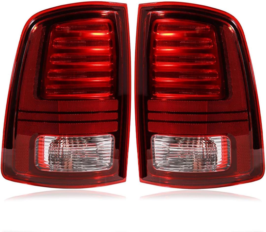 LED Tail Lights Assembly Compatible with 2013-2018 Dodge Ram 1500 2500 3500 Sport, Rear Light Taillights Replacement # 68093081AB 68093081AC (Black Border)