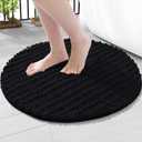 Arotive Luxury Round Chenille Bathroom Rug Mat, Extra Soft Thick Absorbent Shaggy Bath Rugs, Non-Slip Machine Wash Dry Plush Bath Mats for Bathroom, Shower and Tub, 24x24, Black