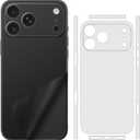 2 Pack for iPhone 17 Pro Max Skin Wrap Using 3M Transparent Matte Carbon Fiber Sparkle Phone Sticker Film Vinyl Decal Glass Protector for Back Side