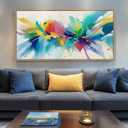 Large Framed Colorful Abstract Wall Art for Living Room, Oversized Modern Horizontal Bright Canvas Prints Paintings Artwork for Walls, MultiColor Pictures for Hallway Dining Bedroom Wall Decor 30x60 In