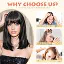 2 x Clip in Bangs, French Bangs Hair Clip, 360Cover Top Hair Toppers for Women with Thinning Hairs, 10 Inch Fake Bang Hairs Pieces for Women Daily Wear (Natural Black)