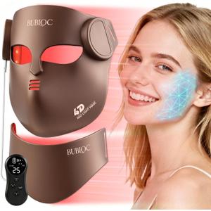 4D Wireless Red Light Therapy for Face and Neck with 400 LEDs,8+1 Color Light Therapy Mask with NIR, 850nm Red Light Therapy Mask, 4000mAh Rechargeable Led Face Mask Remote Control for Home & Travel