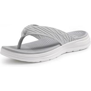 KIDMI Women's Arch Support Flip Flops with Soft Cushion Comfortable Summer Beach Slip On Walking Thong Sandals, 6.5-7