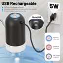Myvision Water Dispenser for 5 Gallon Bottle, Portable USB Charging Electric Water Pump, Drinking Water Jug Pump for Home, Kitchen, Living Room, Office, Camping, Universal for 3-5 Gallon (Black)