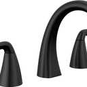 Delta Arvo Matte Black Bathroom Faucet 3 Hole, 8 Inch Widespread Bathroom Sink Faucet for Vanity, Push-Pop Drain Assembly, Matte Black 35840LF-BL