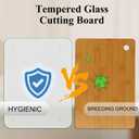 Tempered Glass Cutting Board for Kitchen, Cutting Board with Non-Slip Feet for Countertop, Dishwasher Safe, Rounded Corner Board, Shatter, Heat & Scratch Resistant-16"x12" & 12"x8" 2pcs, Clear