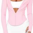 LEEDYA Women's Long Sleeve Workout Jackets Zip Up Lightweight Slim Fit Track Tops Fall Yoga Athletic Shirts with Pockets (Pink, M)