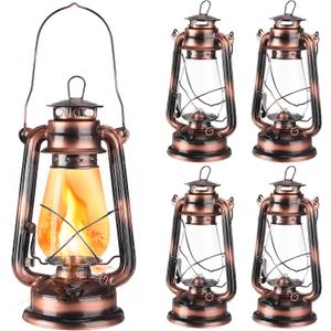 4 Pieces Oil Lamp 12 Inch Hurricane Lantern Kerosene Lamp Oil Lantern Fuel Camping Lanterns Burning Lantern Metal Hanging Lantern with Wick for Indoor Party Decorations Home Camping Hiking (Bronze)