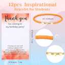 Huquary 12 Sets Birthday Bracelets Beaded Rainbow Clay Bracelet with Thank You Card Birthday Gifts for Party Favor Supplies Bags Suffer with Different Themes (Heart)