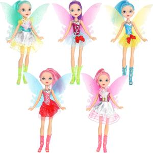 ONEST 5 Sets 8 Inch Fairy Dolls Include 5 Set 8 Inch Flower Fairy Dolls, 5 Pieces Handmade Doll Clothes, 5 Pairs of Doll Shoes