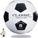 Classic World Cup Series Soccer Ball Size 5  Retro Black & White Design,Durable Synthetic Leather for Training, Matches & Recreational Play  Classic Look for Youth & Adults of All Skill Levels