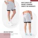 Cosmolle Men's 2-in-1 Quick-Dry Workout Shorts Built-in Liner Elastic Waistband Multi-Pocket Design for Gym Basketball (Gray, L)