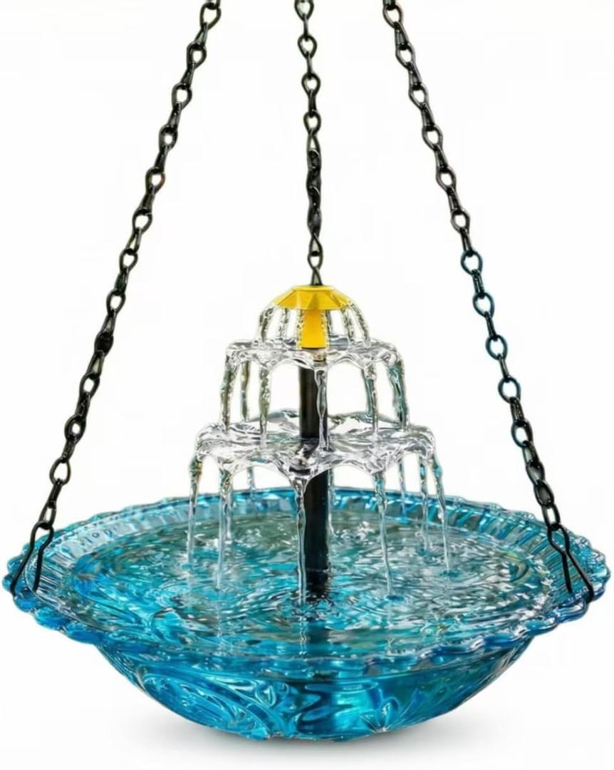 Hanging Solar Bird Bath Fountain, Cascading Tiered Design, Solar Powered, Weather-Resistant Plastic, for Garden, Patio, Yard Decor