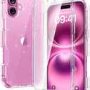 Diaclara Designed for iPhone 16 Case, Full Body Rugged Case with Built-in Touch Sensitive Anti-Scratch Screen Protector, Upgraded [Full Camera Protection] for iPhone 16 6.1" (Clear Glitter)