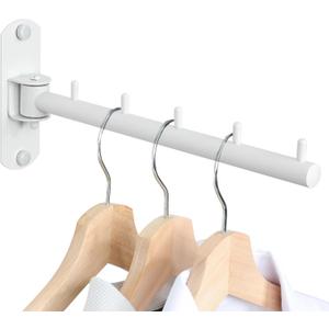Mooche Swing Clothes Hanger Rack, Garment Racks Folding Clothes Bar Wall Mounted, 180°Rotation Laundry Drying Rack 304 Stainless Steel Space Saving for Laundry Room Bedroom Balcony, 9.45" Long