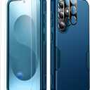 SPIDERCASE Designed for Samsung Galaxy S25 Case, [10 FT Military Grade Drop Protection], 2 Pack [Tempered Glass Screen Protector+Camera Lens Protector] Heavy Duty Shockproof Case,Sea Blue