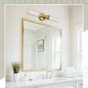 Ken & Ricky 24In Wall Sconces Set of Two, Brushed Gold Bathroom Sconces Wall Lighting with Clear Glass, Vanity Lights for Bathroom Bedroom Living Room Hallway KR3376-W-BG-2PK