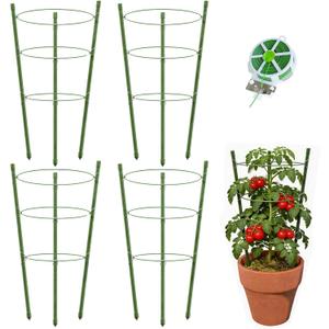 4 Pack Tomato Cage for Garden Plant Support, 18 inches Small Tomato Cages Tomato Trellis with Adjustable Rings, Plant Stakes for Peony Support, Tomato Stakes Rings for Climbing Plants