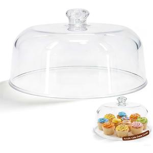 Jolitac 11-Inch Clear Acrylic Cake Dome – Round Cake Stand Cover, Cake Cover Lid for Cake Stand, Shatterproof, Lightweight Display Cover for Desserts, Pastries, and Food Serving Trays