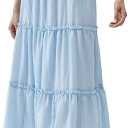 Women Summer Coquette Long Skirts Cute Pleated A Line Flowy Tiered Cottagecore Preppy Aesthetic Maxi Vacation Skirt