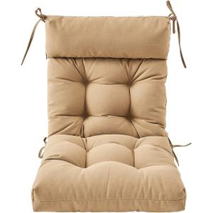 Barydat 4 Pack High Back Chair Cushion Indoor Outdoor Tufted Seat and Back Chair Rocking Pads Lounge Porch Seat Cushion with Ties for Patio Furniture, 43.4 x 21 x 3.3 Inch