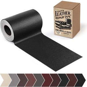 Leather Repair Patch, 3 x 60In Self Adhesive Leather Repair Tape Kit for Furniture, Couch, Sofa, Office, Car Seats, Car Interior,Vinyl Repair Kit (Black-Fine Grain)