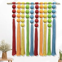 KaloKalo Macrame Wall Hanging Extra Large Handmade Tapestry Boho Decor Natural Cotton Rope Ball Textile Fiber Yarn Colorful Wall Art for Livingroom Bedroom Wedding Party 35.4" L by 33.8" H - Rainbow