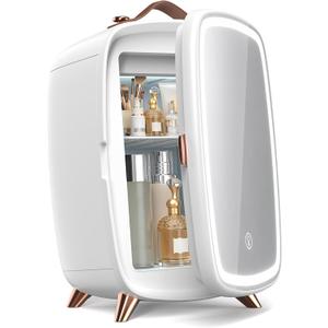 Electactic 6L Mini Skincare Fridge, Mini Fridge with LED Mirror, Compact