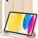iMieet iPad (A16) Case 11th Gen/iPad 10th Generation Case [11-Inch 2025/10.9 Inch 2022] with Pencil Holder, Trifold Stand Smart Cover with Soft TPU Back,Auto Wake/Sleep(Champagne Gold)