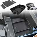 Muslogy Center Console Organizer Compatible with 2022-2026 Chevy Silverado/GMC Sierra 1500, 2024-2026 Silverado & Sierra 2500 3500HD Armrest Storage - Full w/Bucket Seats ONLY(Console Tray&Mats Set)