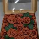 Floroom Artificial Flowers 25pcs Real Looking Burnt Orange Foam Fake Roses with Stems for DIY Terracotta Wedding Bouquets Bridal Shower Centerpieces Floral Arrangements Party Tables Home Decorations