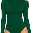 MANGOPOP Women's Mock Turtle Neck Long Sleeve Tops Bodysuit Jumpsuit, Size: Small