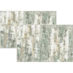 2 Pcs Area Rugs 18" x 30", Modern Abstract Machine Washable Large Sage Green Soft Rug,Welcome Mats Entryway Rug Doormats for Kitchen (Sage Green)