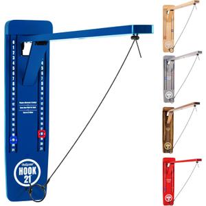 GoSports Hook 21 Wall Mount Ring Swing Game - Play Indoors or Outdoors with Foldable Arm (Blue)