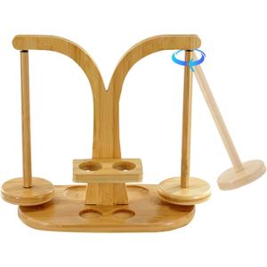 Yarn Holder for Crocheting, Upgrade Wooden Yarn Spinner with Double Spindles, Crochet Yarn Holder for Accessories Storage Attachment, Perfect for Crocheting and Knitting Projects (Double Natural)