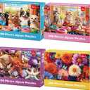 4 Packs 100 Piece Puzzles for Adults Seniors - Dogs Starfish Flower Cats Puzzles for Kids Ages 4-6 6-8 8-10 Year Old Large Piece Puzzle for Kids Learning Educational Toys for Boys and Girls Ages 5-8