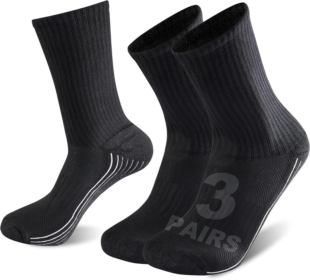 Sunew 3 Pairs Viscose Bamboo Socks, Unisex Cushioned Comfortable Crew Workout Hiking Socks