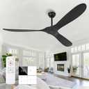 72 Inch Solid Wood Ceiling Fans Without Lights,Propeller Outdoor Ceiling Fans Without Lights with Wall Switch and Remote,Quiet DC Motor,3 Blades Ceiling Fan for Patios,Large Ceiling Fan (Black)